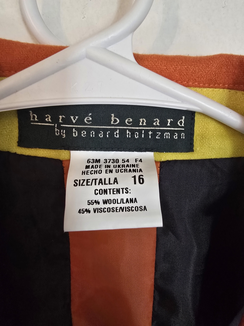Vintage - Harvé Benard Women's Blazer Jacket in Navy/Black, Blue & Orange - Picture 2 of 5